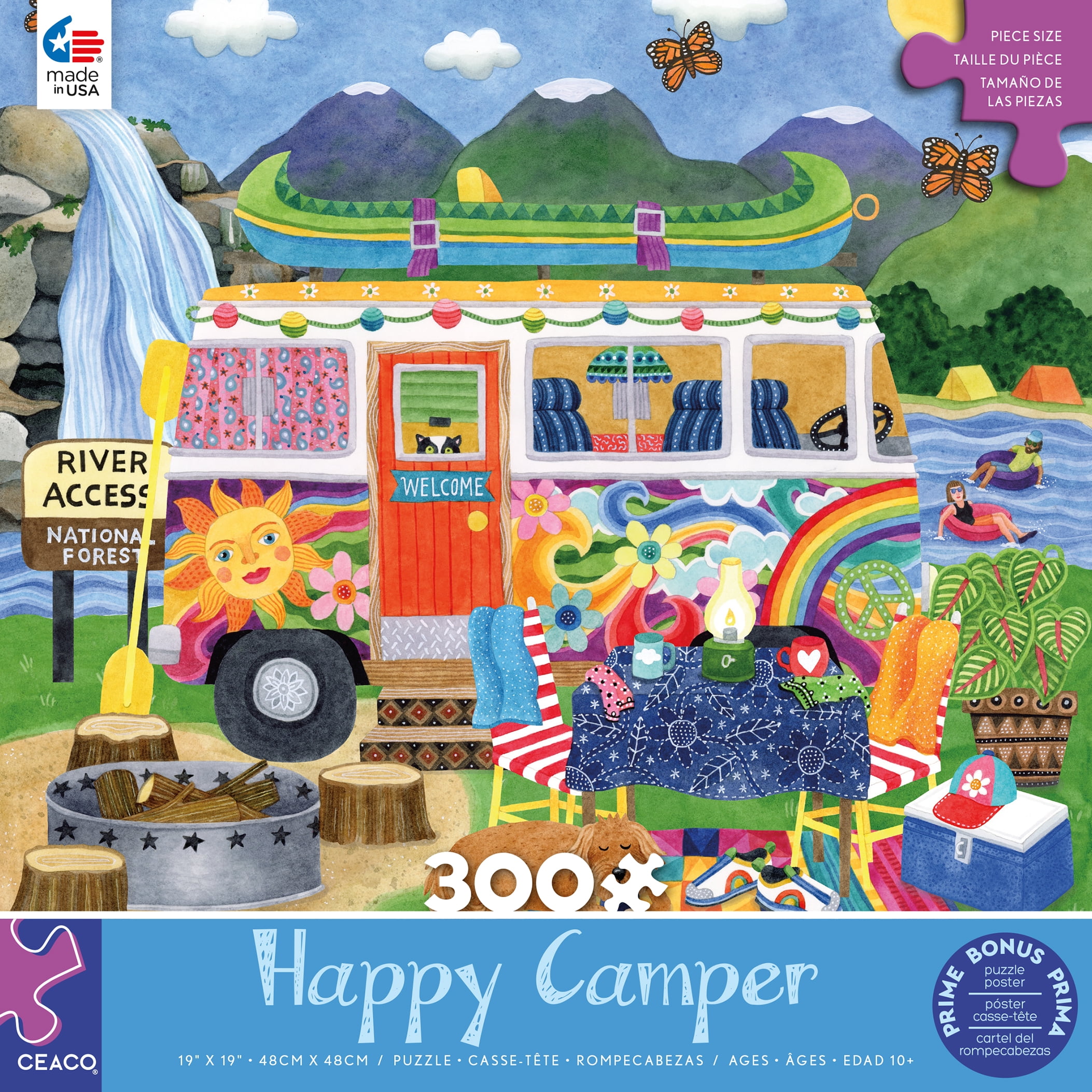 Ceaco - Happy Camper - Waterfall Camper - 300 Piece Interlocking Jigsaw Puzzle