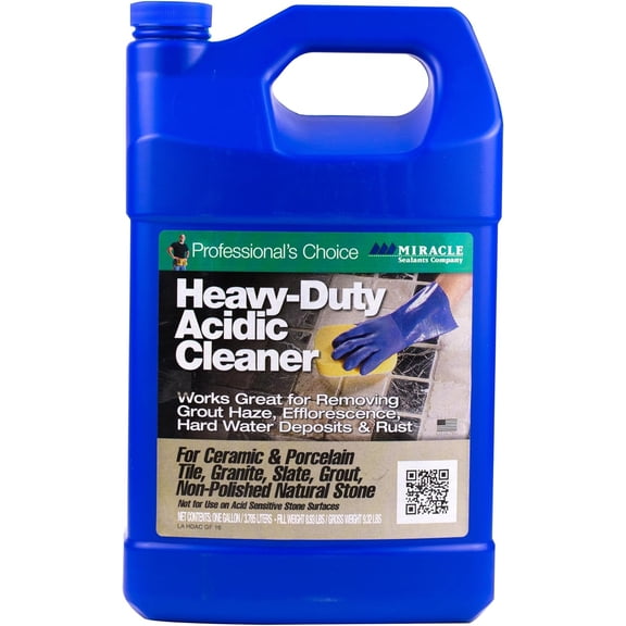 Miracle Sealants Heavy-Duty Acidic Cleaner for Tile & Stone, Grout Haze, Rust Stain & Efflorescence Remover, Gallon