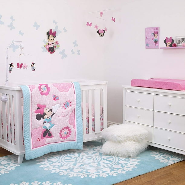 Disney Minnie Mouse 3 Piece Nursery Crib Bedding Set Rose Pink
