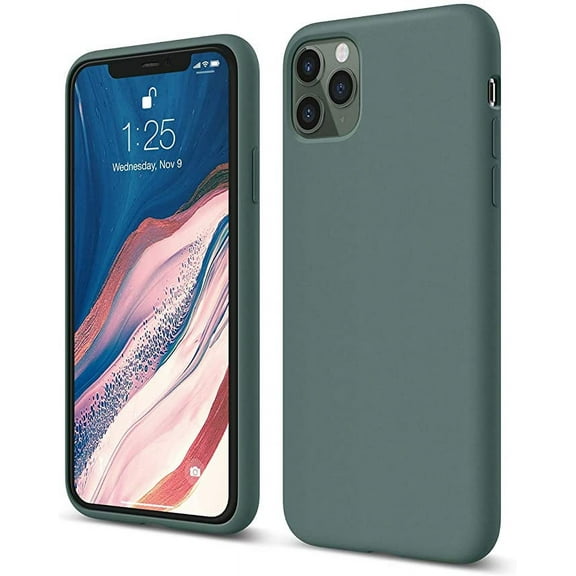 elago iPhone 11 Pro Max Case (Midnight Green) - Premium Liquid Silicone, Raised Lip (Screen & Camera Protection), Full Body Protection, Microfiber Lining, Flexible Bottom