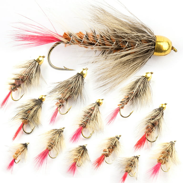 Wooly Bugger Flies | 12 PC Trout Fly Fishing Streamer Pack | Size 4, 6, 8,  10 | (Brown/Red)