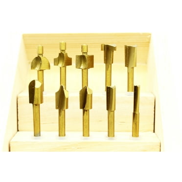 TMAX 10 pc High Speed Steel Hss Titanium Coated Router Bits Set 1/8 Inch Shank for Dremel Rotary Tools