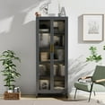 thumbnail image 5 of Tall Kitchen Pantry Storage Cabinet, 67" Metal Hutch Cabinet with Removable Shelves, Wheels and Doors, Freestanding Kitchen Sideboard Buffet Cabinet, Dark Grey, 5 of 16
