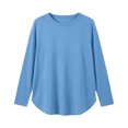 thumbnail image 4 of Vivianyo HD Women's Plus Size Round Neck Long Sleeve Tunic Top, Curved Split Hem Loose Shirt for Autumn Daily Errands Casual Outings, Sizes L-4XL, 4 of 8