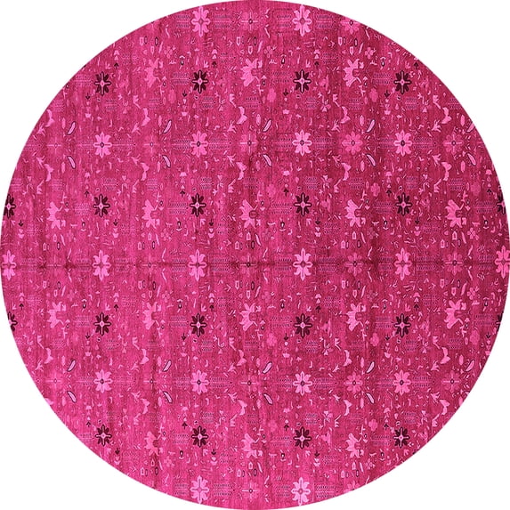 Ahgly Company Indoor Round Oriental Pink Industrial Area Rugs, 3' Round