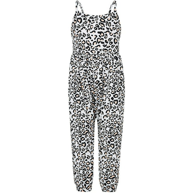 MIASHUI Combinaisons Sans Manches pour Filles, Imprimé Spaghetti, Bretelles, Décontracté, Blanc, 5-6 Ans