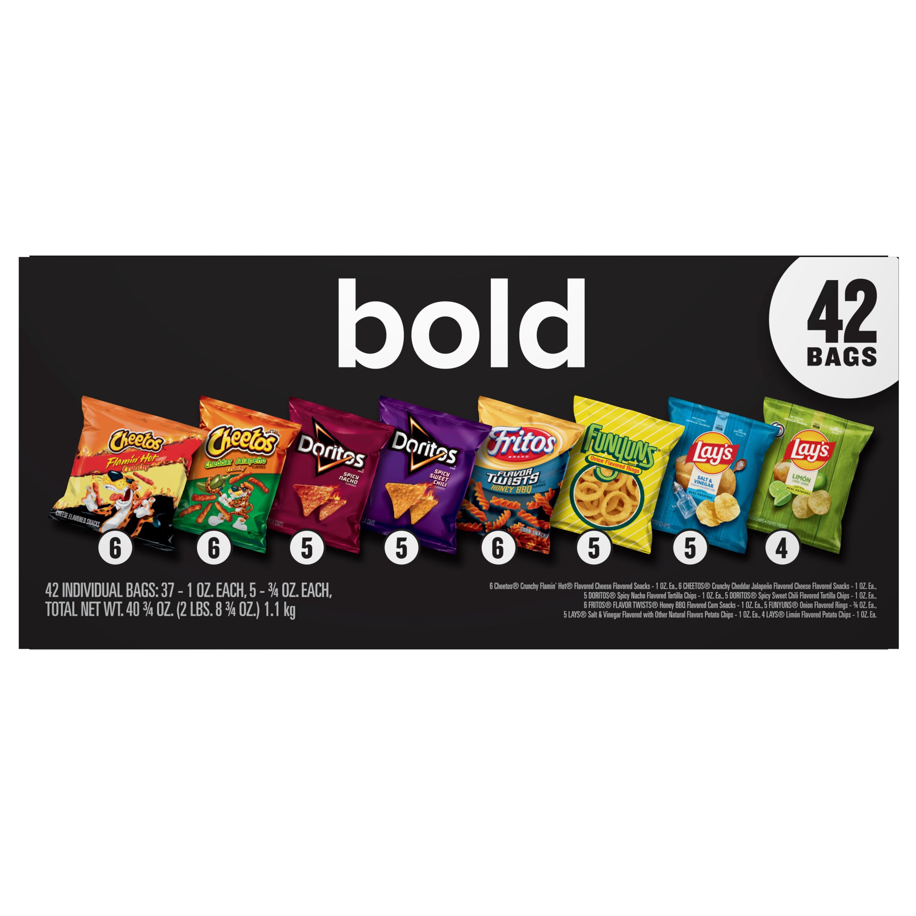 Frito Lay Bold Mix Chips Variety pack, Mega Size, 42 Count