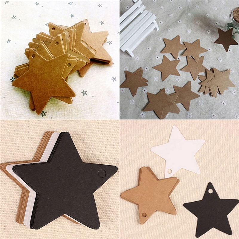 100pcs Star Kraft Paper Wedding Party Favor Gift Card Price Label Luggage Tag*