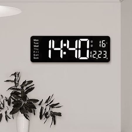 1 Pc 15.6inch Large LED Wall Clock with Timer Countdown Function, Date, Dual Alarm Clock, Time 12/ 24h, Temperature Display, 10 Level Brightness Adjustable, Memory Function, Including 2M Cable