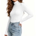 thumbnail image 6 of XRoczxe Women's Turtleneck Long Sleeve Shirt, Soft Stretchy Slim Fit Mock Neck Top, Casual Basic Solid Color Tee for Fall Winter Layering & Daily Wear, 6 of 9
