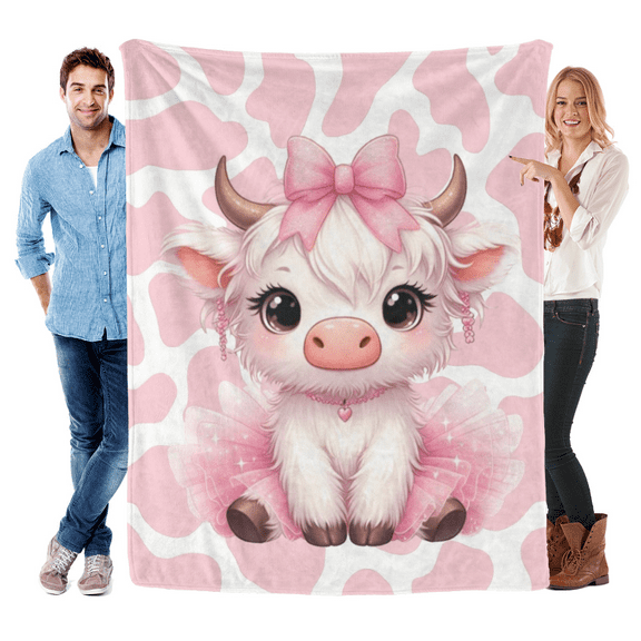 Highland Cow Blanket, Cute Cow Throw Blanket Gift for Women Girls Highland Cow Lovers, 50x40 Inches Soft Fuzzy Flannel Sunflower Blankets for Crib Couch Sofa Travel