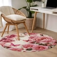 thumbnail image 4 of Round Rug 3.3Ft Washable Non-Slip, Pink Roses Circle Area Rugs for Living Room Bedroom, Spring Floral Elegant Pastoral Butterfly Retro Indoor Floor Mats Carpet Runner for Home Decor Aesthetic, 4 of 8