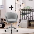 thumbnail image 2 of Costway Velvet Petal Shell Office Chair Adjustable Swivel Accent Vanity Armchair Grey, 2 of 10