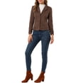 thumbnail image 2 of DARING DIVA Women's Long Sleeve Open Front Faux Suede Blazer XS Brown, 2 of 6