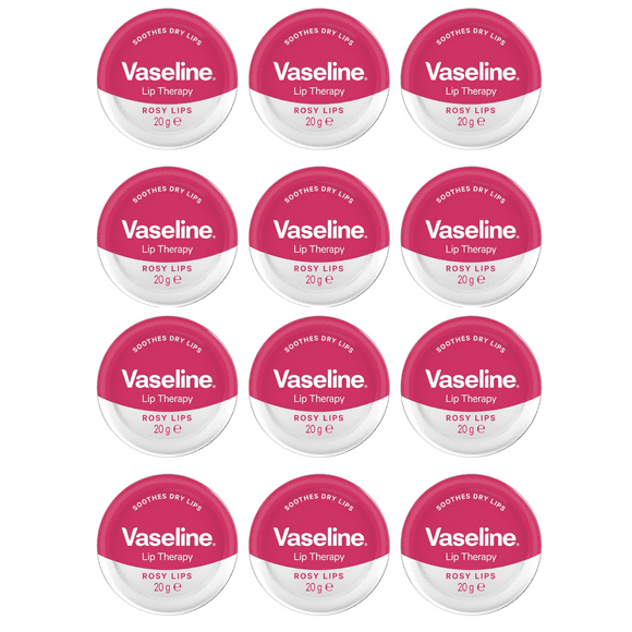 Vaseline Lip Therapy Petroleum Jelly, Rosy Lips, 20 g (Pack of 12)