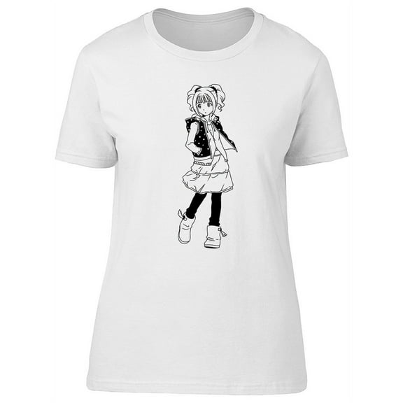 Fashion Japanese Teen Girl B&W T-Shirt Women -Image by Shutterstock, Female XX-Large