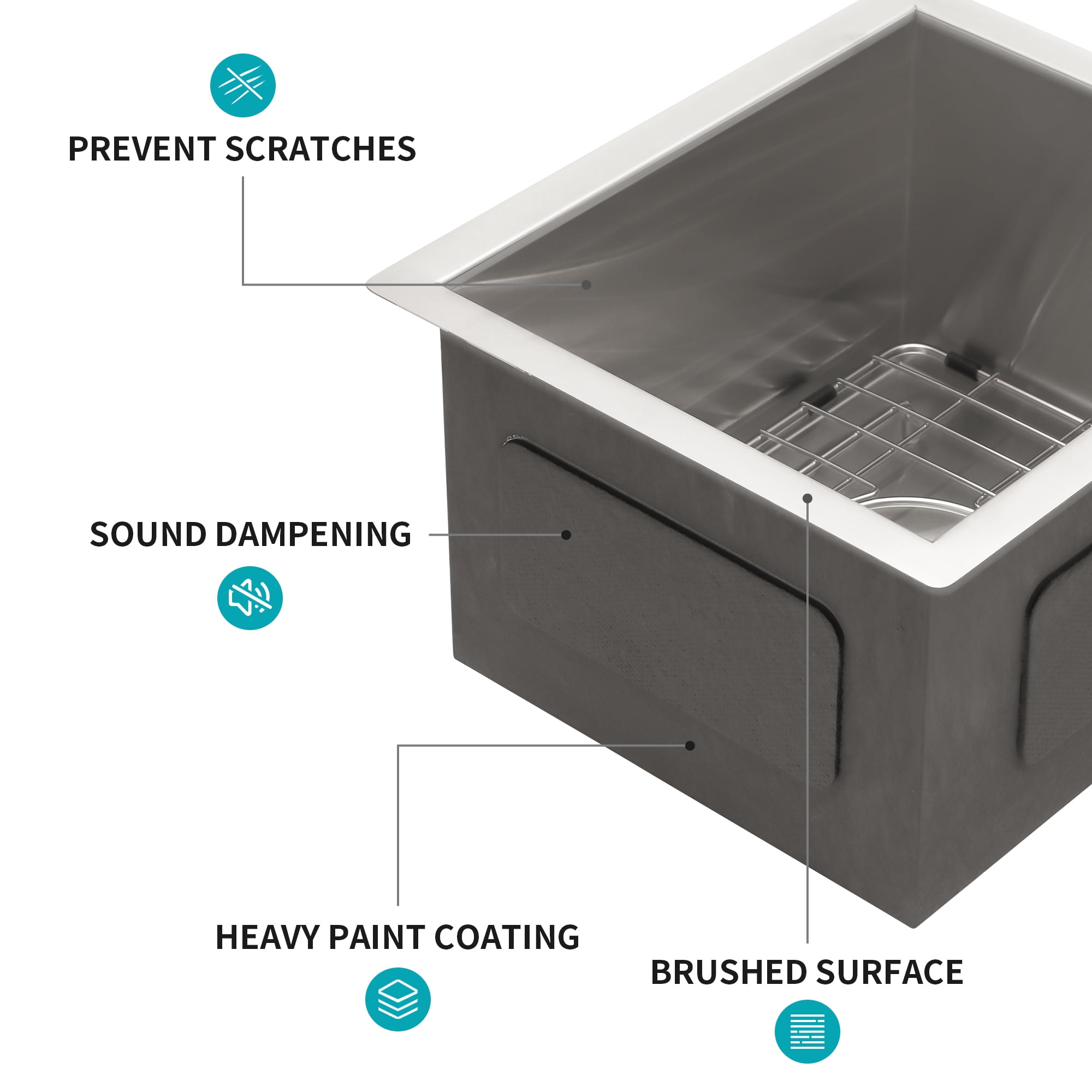 Izzovium 13 Inch Undermount Stainless Steel Kitchen Sink, 16 Gauge 9" Deep Single Bowl Brushed Nickel, 13"x15"x9" with Drain Assembly & Drying Rack