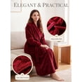 thumbnail image 6 of LOFIR Womens Fleece Robe - Comfy Warm Plush Long Bathrobes for Women, Ladies Sleepwear (L/XL, Wine Red), 6 of 9