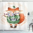 thumbnail image 1 of Ambesonne Watercolor Shower Curtain, Fox Coffee Bird, 69"Wx84"L, Jade Green Pale Pink, 1 of 3