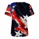 thumbnail image 5 of Tops de mujer Moda Casual Blusa suelta Bandera del Día de la Independencia Impresión de cuello redondo Camiseta Camisas Blusa Camiseta estampada Pompotops hfajkhk129835, 5 of 9