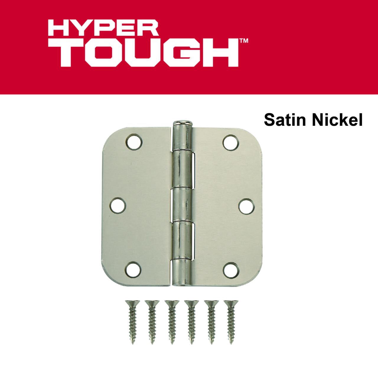 3-1/2 in. Round Corner Hinge, Steel, Satin Nickel, 3pk