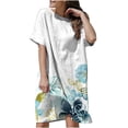 thumbnail image 1 of Mini vestido con estampado de manga corta y cuello redondo bohemio vintage a la moda para mujer Fridja  qw3279, 1 of 8