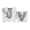 thumbnail image 1 of Sagebrook Home Ceramic Set of 2, 6/8", Leaf Footed Planter , white/green, 1 of 1