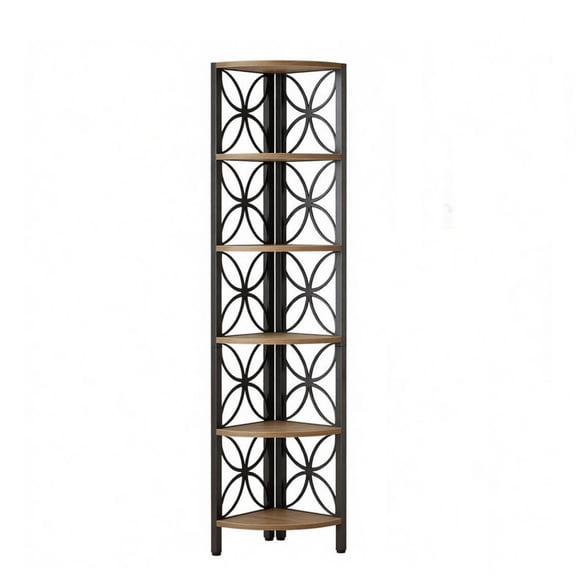 Bookshelf Corner Shelf with Open Shelves, Wood Bookcase Storage Rack for Home Office Study Room Living Room, Modern Minimalist Style Furniture