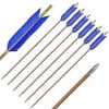 CUPID 31 inch Hunting Bamboo Arrows Target Arrows with 4 5.8" Turkey Feather for Outdoor Recurve Bow and longbows Hunting Shooting (Blue)
