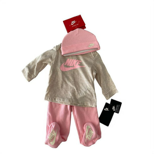 Inspirar Conversacional Hora Nike Baby Preemie Futura Shirt Footed Pant Hat Baby Girl Set Pink 3 Pcs 6M  - Walmart.com