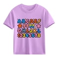 thumbnail image 2 of Kids Funny T-Shirts Short Sleeve Back To School Printed Graphic Tee Shirts Boys Girls Crewneck Tops (7 Years, Purple #B), 2 of 8