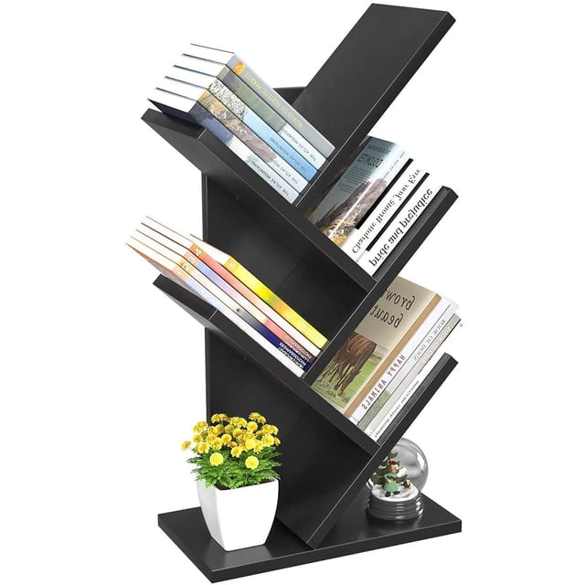 AzzmaAii Estantería de Árbol para Libros, Libreros en Forma de Árbol de 5 Niveles Librero Vertical Moderno para CDs Libreros Multicapa Estante de Libros Soporte de Exh