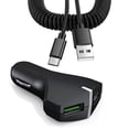 thumbnail image 1 of For Nokia C300/C110 - 36W Fast Car Charger, 2-Port USB Coiled Cable Type-C Quick Charge DC Socket for Nokia C300/C110 Phones, 1 of 6