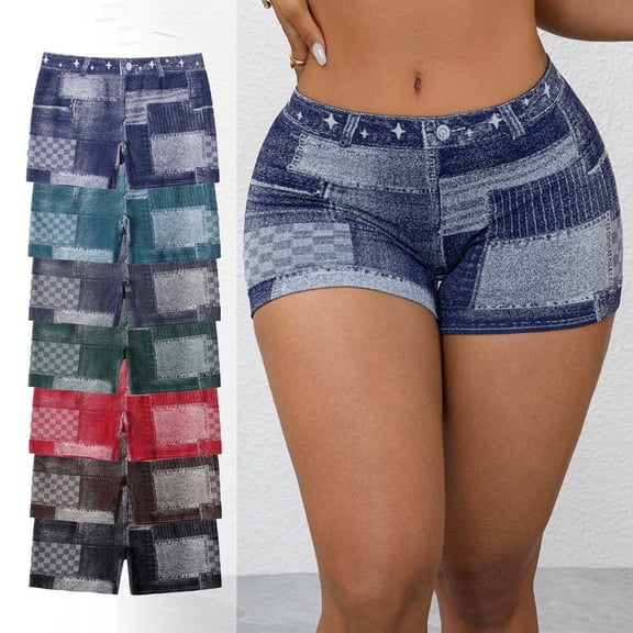 XUNKUSGA Womens Shorts High Waisted Faux Denim Shorts for Curvy Women Stretchy Butt Lifting Jean Shorts Breathable Skin-Friendly Shorts for Women S-2XL,Black