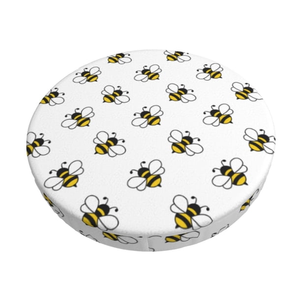Disketp Bee Funda Redonda para Taburete, Funda de Cojín para Silla de Bar Suave y Elástica-13 inch
