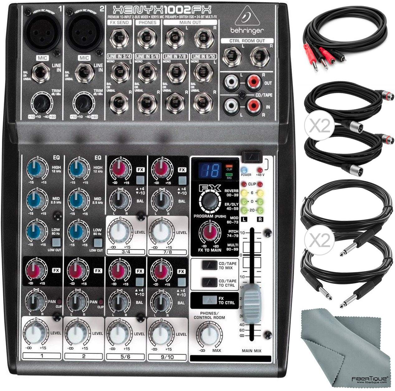 Behringer XENYX 1002FX 10Channel Audio Mixer with Effects Processor and Accessory Bundle w