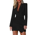 thumbnail image 2 of Bmisegm Womens Blazer Open Front Elegant Formal Suit Jackets Dress for Work Office Business Coat with Belt Long Blazers Suit Jackets for Women Black L, 2 of 5