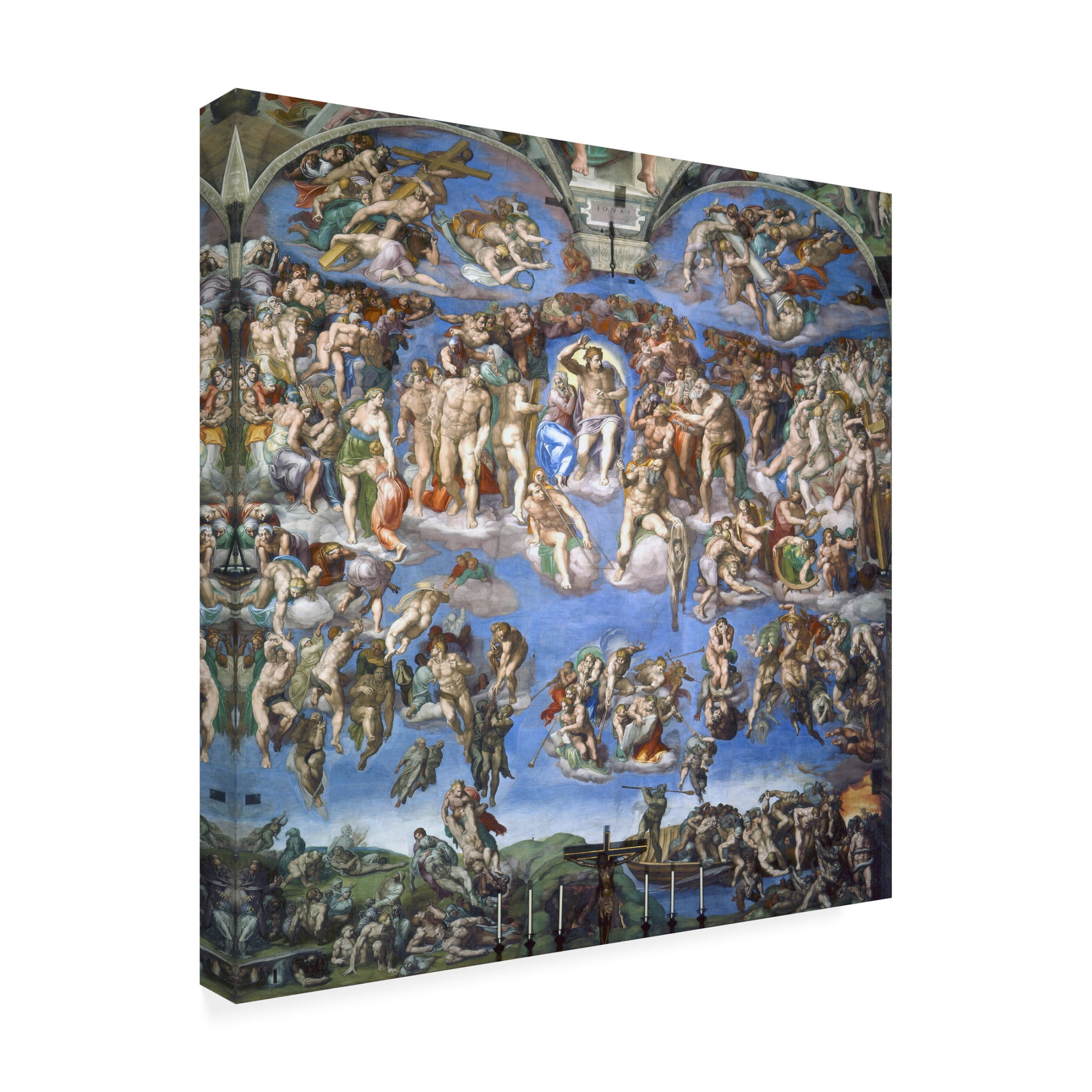 Canvas Wall Art - Masters Collection 'Last Judgment Michelangelo' Wall Art for Living Room, Bedroom, or Office DÃ©cor by Trademark Fine Art - 18 x 18 Inches