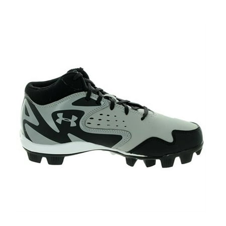 UNDER ARMOUR LEADOFF MID RM JR GREY / BLACK YOUTH MOLDED BASEBALL CLEATS (Best Youth Baseball Cleats)