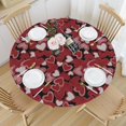 thumbnail image 3 of Valentines Day Round Tablecloth Fitted Best for 36"-40" Red Pink Heart Table Cloth Elastic Edge Water-Resistant Washable Black Love Table Cover for Happy Party Picnic Outdoor Indoor Decor, 3 of 4