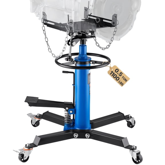 Heavy Duty Transmission Jack, 1100 lb Capacity Hydraulic Floor Jack with Swivel Wheel, 33-67 Inch Adjustable Lift for Garage and Shop Use.