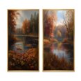 thumbnail image 2 of Designart "Misty Autumn Lake Watercolor Ambiance I" Lakehouse Framed Wall Art Set Of 2 - Lake House Green Framed Canvas Set For Living Room Decor, 2 of 6