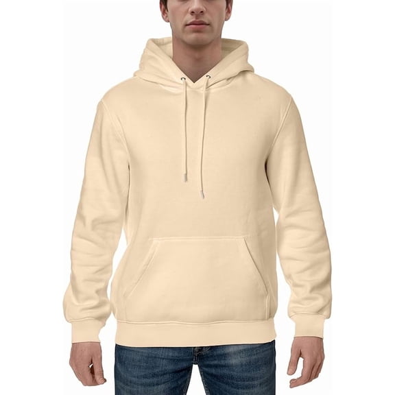 Men's Fleece Pullover Hoodie Loose Fit Ultra Soft Hooded Sweatshirt With Pockets, Medium, Cream