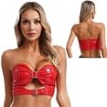 thumbnail image 3 of Lencería de charol para mujer, sujetador corto con apertura, Tops metálicos de PU, ropa interior divertida, sujetador, música, fiesta Rave, ropa para discoteca, 3 of 5