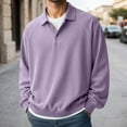thumbnail image 2 of Long Sleeve Polo Shirts for Men Classic Golf Shirt Thermal Pullover Tops Purple XL, 2 of 4