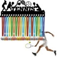 thumbnail image 7 of Tennis Medal Holder Competition Medal Hanger Display Rack Sports Hanging Athlete Awards Iron Wall Mount Decor with 20 Hooks for Badge Swimming Gymnastics Medalist Black 15.7x5.9Inch, 7 of 7