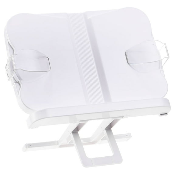 Uxcell Plastic Book Stand for Reading, 180 Rotate Book Holder with Page Clips for Textbook Magazine Laptop, White