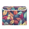 thumbnail image 7 of Yayeee Collapsible Cube Storage Bin with Lid Fabric Closet Decorative Basket with Handles, Blue Vibrant Leaves Pattern, 7 of 7