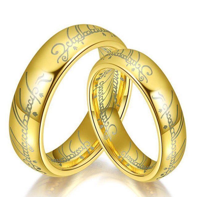 Electronicheart 6mm Women Mens Letters Printed Ring Titanium Steel Ring Turning Unisex Jewelry