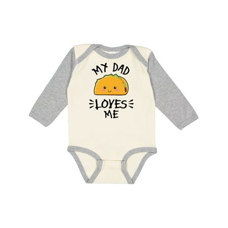 

Inktastic My Dad Loves Me with Taco Illustration Gift Baby Boy or Baby Girl Long Sleeve Bodysuit